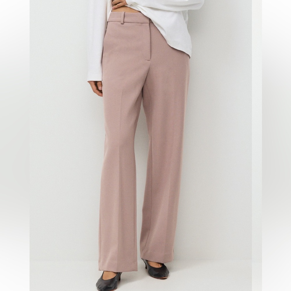 Aritzia Dusty Blush Wide-Leg Trousers